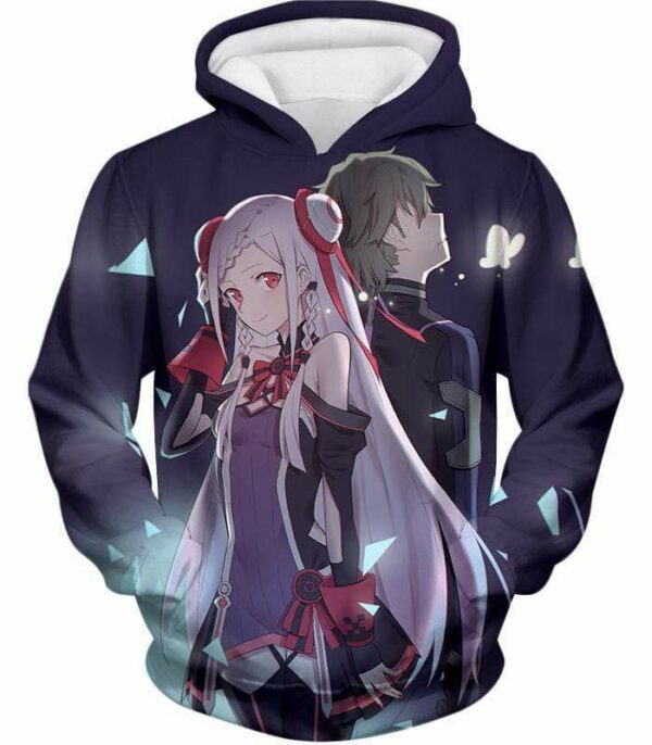 Sword Art Online Yuuna And Eiji Promo Black Zip Up Hoodie - Sword Art Online Zip Up Hoodie - Hoodie