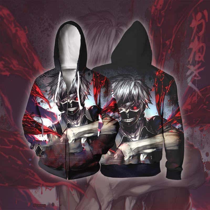 Engulfing Kagune Ken Kaneki Hoodie - Tokyo Ghoul Zip Up Up Hoodie Jacket