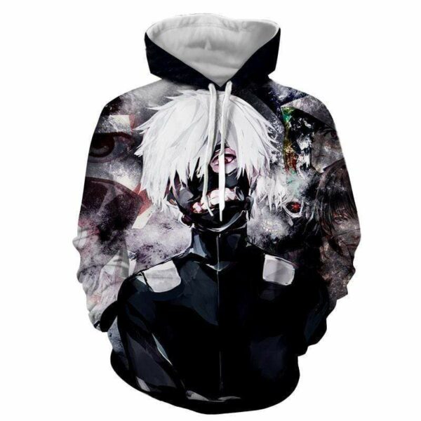 One-Eyed King Overlay Virbrant Hoodie - 3D Graphic Tokyo Ghoul Kaneki Hoodie