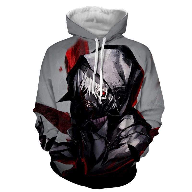 Tokyo Ghoud Hodded Kaneki Mask Hoodie - Tokyo Ghoul Cosplay Hoodie