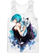 Tokyo Ghoul Beautiful Blue Haired Touka Kirishima Cool Promo White Hoodie - Tank Top