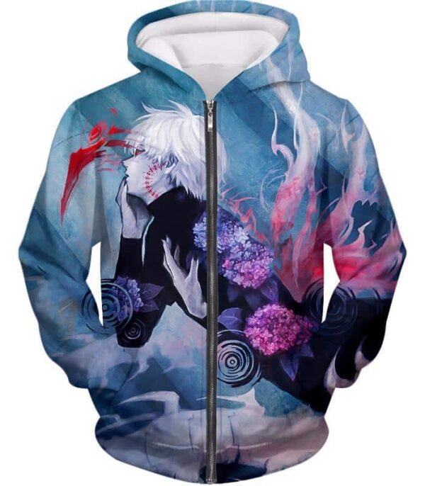 Tokyo Ghoul Cool Anime Graphic Promo Ken Kaneki Printed Zip Up Hoodie