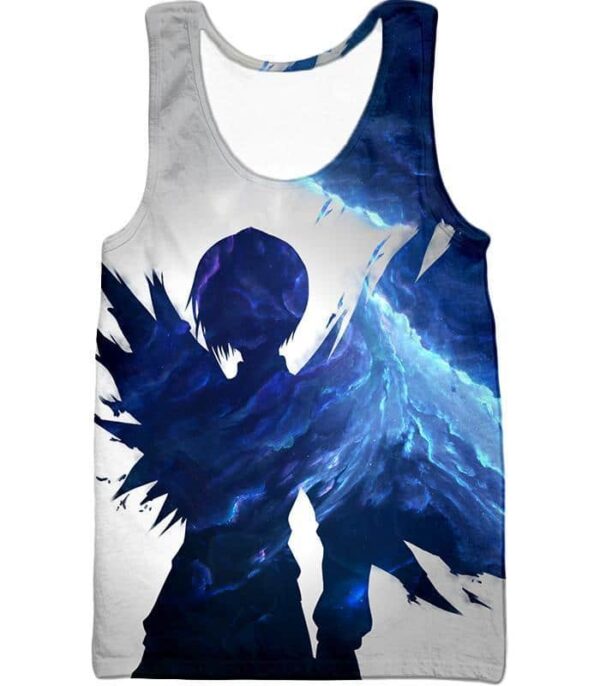 Tokyo Ghoul Cool Blue Shaded Ghoul Touka Kirishima White Hoodie - Tank Top