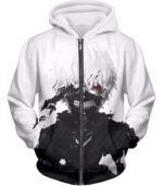 Tokyo Ghoul Cool Masked Ken Kaneki White Hoodie  - AnimeHoodie - Zip Up Hoodie