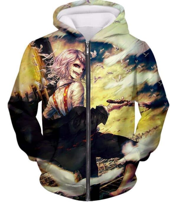 Tokyo Ghoul Crazy And Violent Ghoul Investigator Juuzou Suzuya Cool Graphic Promo Hoodie - Zip Up Hoodie