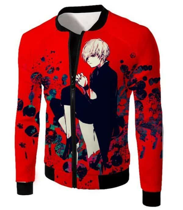 Tokyo Ghoul Drowned In Flesh And Blood Ken Kaneki Cool Anime Red Zip Up Hoodie - Jacket