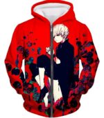 Tokyo Ghoul Drowned In Flesh And Blood Ken Kaneki Cool Anime Red Zip Up Hoodie