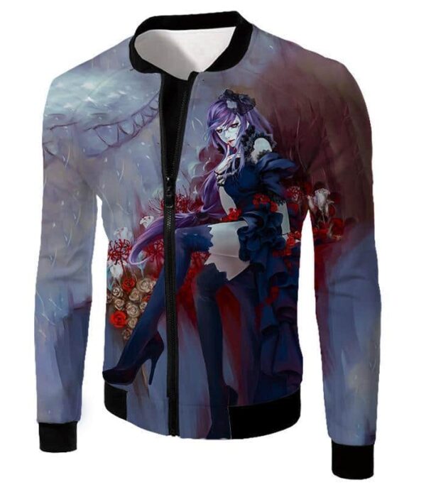 Tokyo Ghoul Ghoul Rize Kamishiro Anime Art Printed Zip Up Hoodie - Jacket