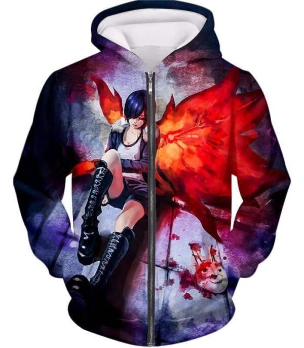 Tokyo Ghoul Hoodie - Tokyo Ghoul Beautiful And Kind Touka Kirishima Fan Art Graphic Hoodie - Zip Up Hoodie