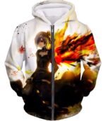 Tokyo Ghoul Hoodie - Tokyo Ghoul Beautiful Short Haired Anime Girl Touka  Graphic Hoodie - Zip Up Hoodie