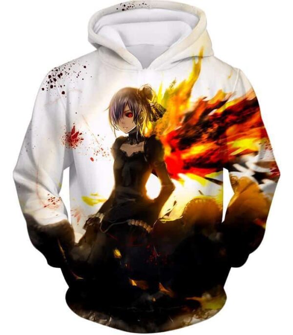 Tokyo Ghoul Hoodie - Tokyo Ghoul Beautiful Short Haired Anime Girl Touka  Graphic Hoodie