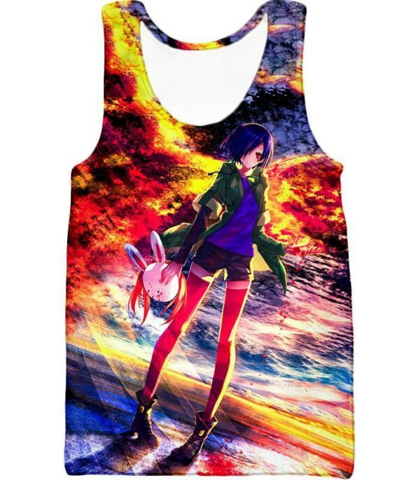 Tokyo Ghoul Hoodie - Tokyo Ghoul Cute Anime Girl Touka Kirishima Art Printed Hoodie - Tank Top