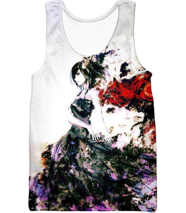 Tokyo Ghoul Hoodie - Tokyo Ghoul Exclusive Touka Kirishima Fan Art Graphic White Hoodie - Tank Top