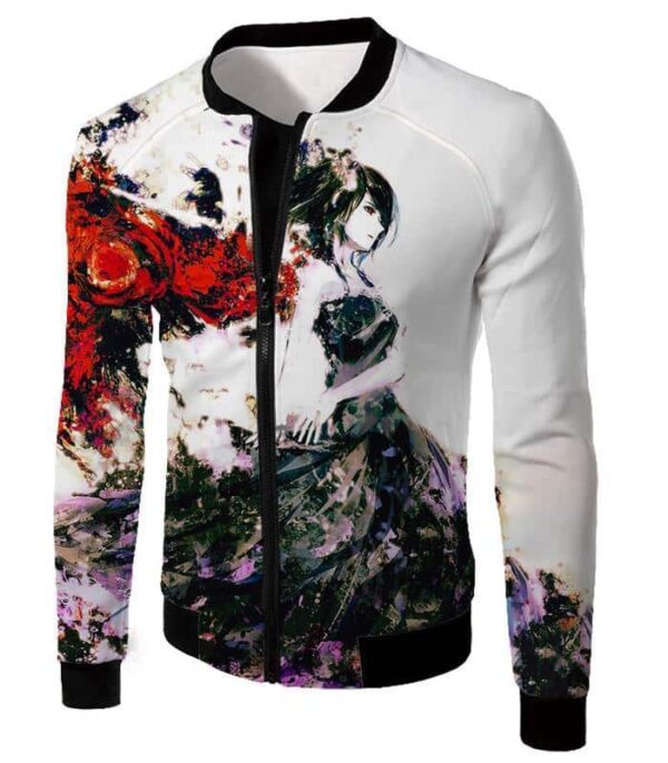 Tokyo Ghoul Hoodie - Tokyo Ghoul Exclusive Touka Kirishima Fan Art Graphic White Hoodie - Jacket