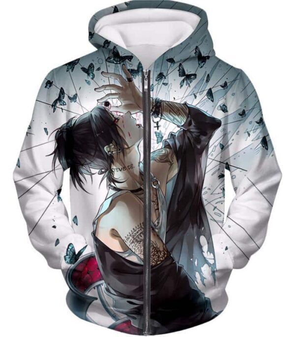 Tokyo Ghoul Hoodie - Tokyo Ghoul Ghoul No Face Uta Anime Print Hoodie - Zip Up Hoodie