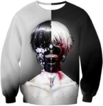 Tokyo Ghoul Hoodie - Tokyo Ghoul Half Human Half Ghoul Ken Kaneki Graphic Hoodie - Sweatshirt