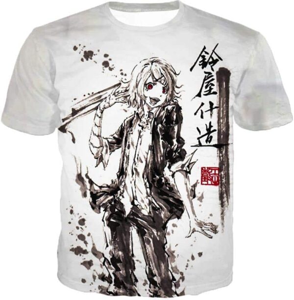 Tokyo Ghoul Hoodie - Tokyo Ghoul Juuzou Suzuya Ghoul Investigator Sketch White Hoodie - T-Shirt