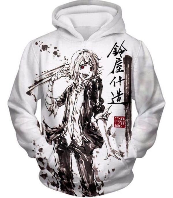 Tokyo Ghoul Hoodie - Tokyo Ghoul Juuzou Suzuya Ghoul Investigator Sketch White Hoodie