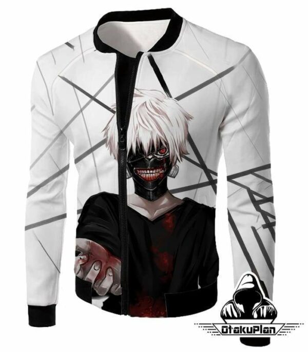 Tokyo Ghoul Hoodie - Tokyo Ghoul One Eyed Ghoul Ken Kaneki Anime  White Hoodie - Jacket