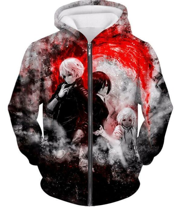 Tokyo Ghoul Hoodie - Tokyo Ghoul Super Tokyo Ghoul Anime Fan Art Graphic Hoodie - Zip Up Hoodie