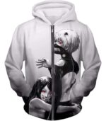 Tokyo Ghoul Hoodie - Tokyo Ghoul Tokyo Ghoul Black And White Ken Kaneki Animation Hoodie - Zip Up Hoodie