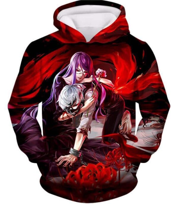 Tokyo Ghoul Hoodie - Tokyo Ghoul Tokyo Ghoul Two Souls Rize And Kaneki  Graphic Hoodie