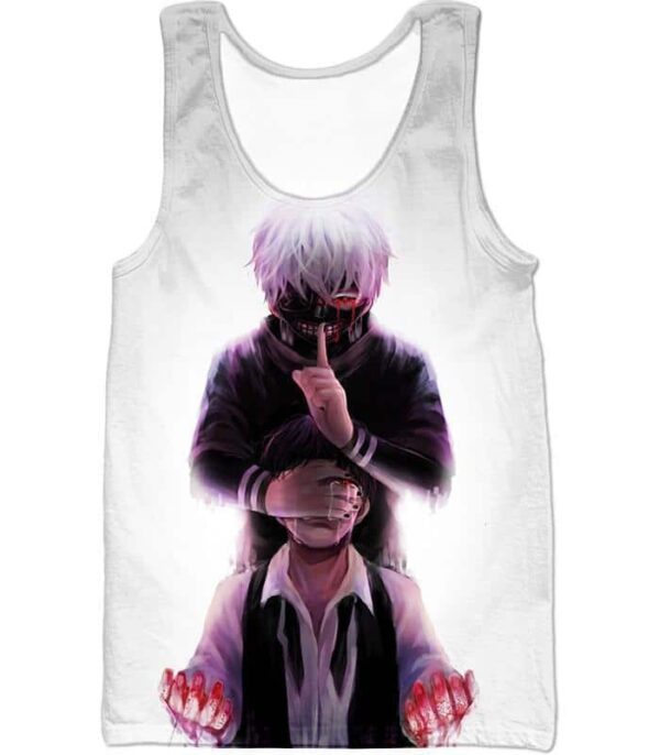 Tokyo Ghoul Human Turned Ghoul Ken Kaneki White Hoodie - Anime Hoodie - Tank Top