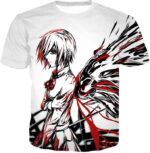 Tokyo Ghoul Kagune Winged Touka White Sketched Zip Up Hoodie - T-Shirt