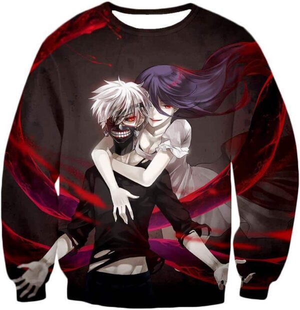 Tokyo Ghoul Kaneki And Rize Cool Action Black Hoodie  - Anime Hoodie - Sweatshirt