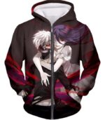 Tokyo Ghoul Kaneki And Rize Cool Action Black Hoodie  - Anime Hoodie - Zip Up Hoodie