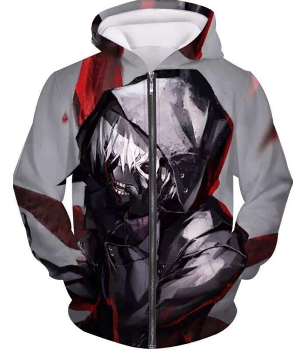 Tokyo Ghoul Kaneki Ken Zip Up Hoodie - Tokyo Ghoul 3D Zip Up Hoodies And Clothing Hoodie