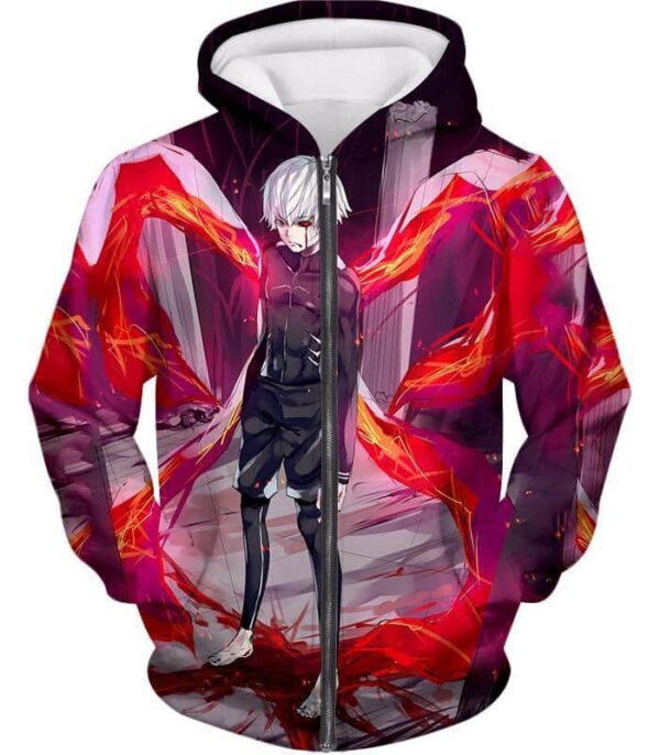 Tokyo Ghoul Ken Kaneki Kink Action Cool Anime Still Hoodie - Zip Up Hoodie