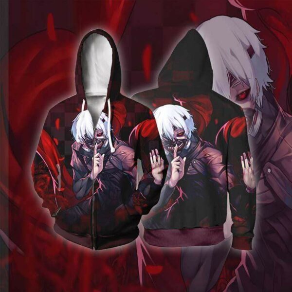 Tokyo Ghoul Mask Hoodie - Crimson Ken Kaneki  Zip Up Hoodie Jacket