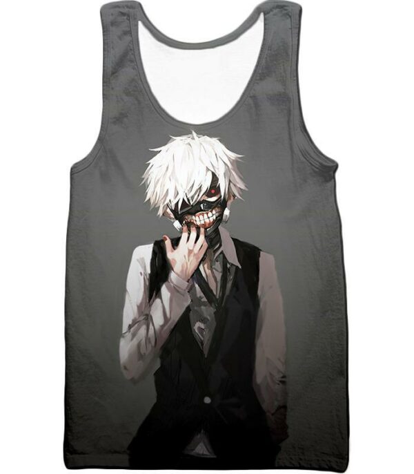 Tokyo Ghoul Masked Kaneki Ken Grey Promo Hoodie - Tank Top