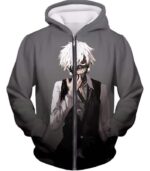 Tokyo Ghoul Masked Kaneki Ken Grey Promo Hoodie - Zip Up Hoodie