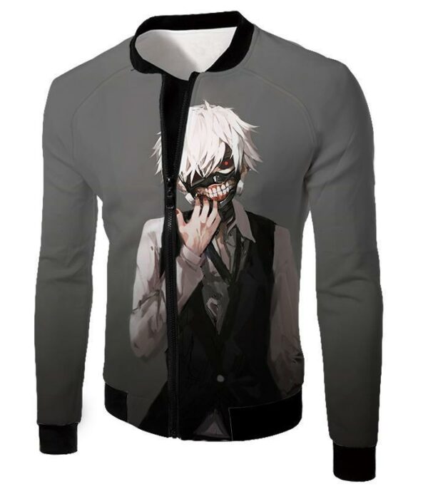 Tokyo Ghoul Masked Kaneki Ken Grey Promo Zip Up Hoodie - Jacket