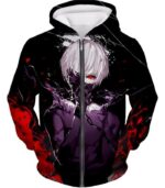 Tokyo Ghoul Masked Ken Kaneki Action Anime Cool Graphic Promo Hoodie - Zip Up Hoodie