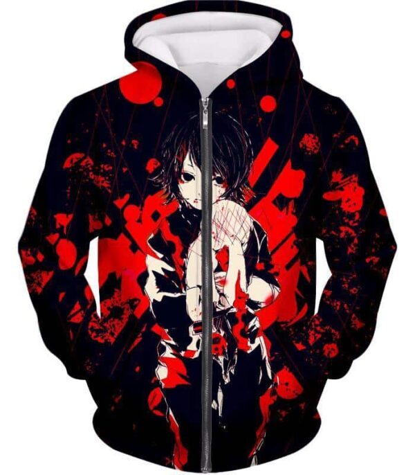 Tokyo Ghoul Super Cool Kid Juuzou Suzuya Blood Scar Pattern Anime Promo Hoodie - Zip Up Hoodie