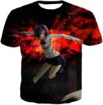 Tokyo Ghoul Super Hot Ghoul Touka Kirishima Black Action Hoodie  - Anime Hoodie - T-Shirt