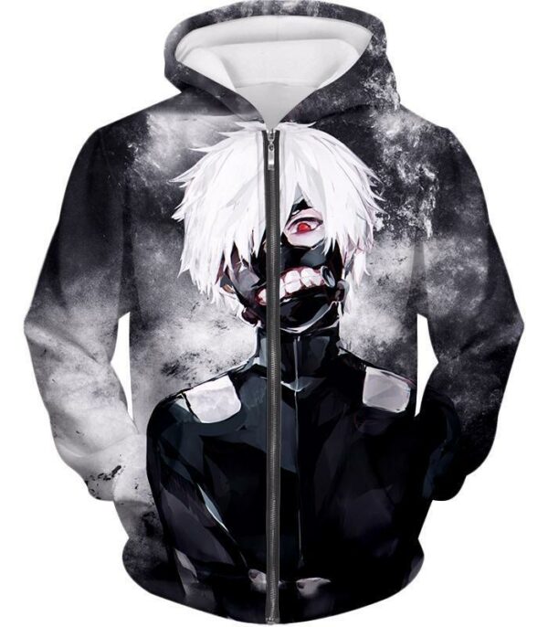 Tokyo Ghoul White Haired Ghoul Ken Kaneki Cool Action Hoodie - Zip Up Hoodie