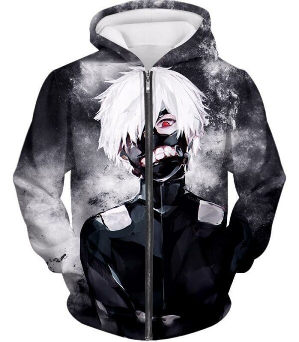 Tokyo Ghoul White Haired Ghoul Ken Kaneki Cool Action Zip Up Hoodie