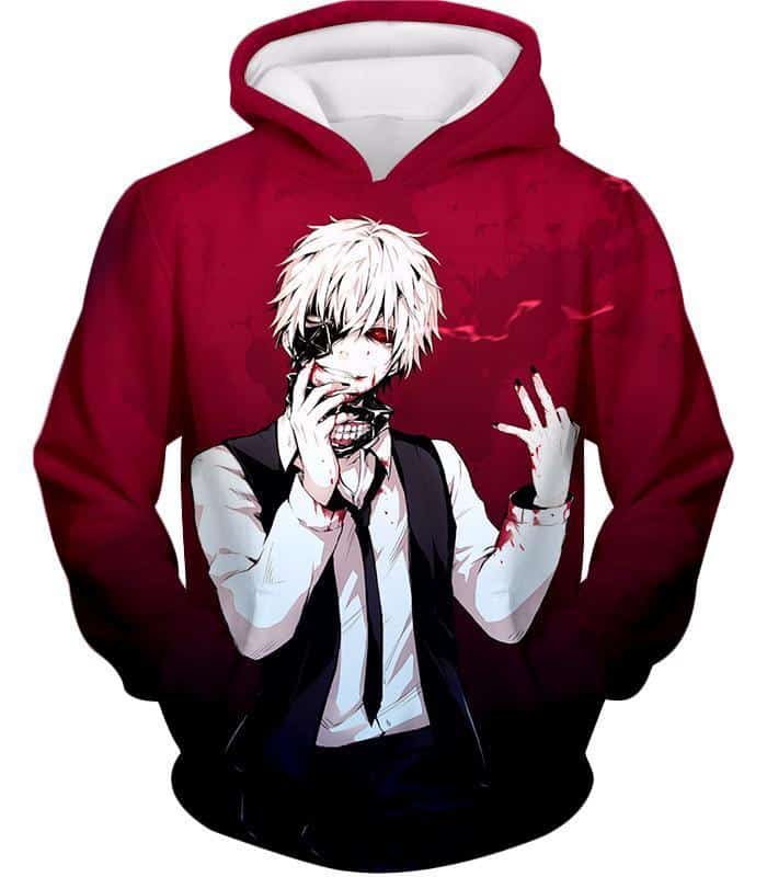 Tokyo Ghoul White Haired Hero Ken Kaneki Cool Red Hoodie - Hoodie