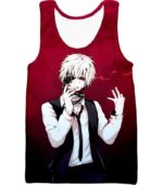 Tokyo Ghoul White Haired Hero Ken Kaneki Cool Red Hoodie - Tank Top