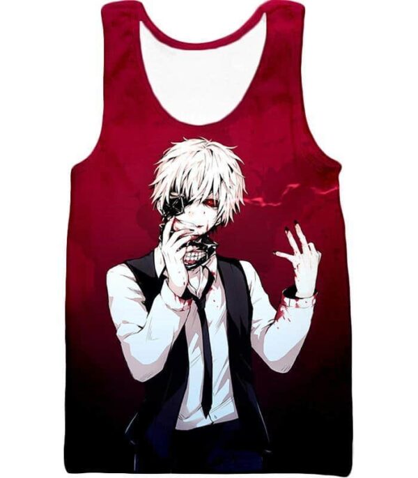 Tokyo Ghoul White Haired Hero Ken Kaneki Cool Red Hoodie - Tank Top