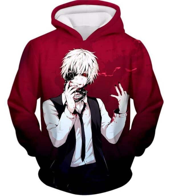 Tokyo Ghoul White Haired Hero Ken Kaneki Cool Red Zip Up Hoodie - Hoodie