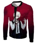 Tokyo Ghoul White Haired Hero Ken Kaneki Cool Red Zip Up Hoodie - Jacket