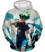 Tokyo Ghoul Zip Up Hoodie - My Hero Academia Izuki Midoriya Incredible Hero Action White Zip Up Hoodie - Hoodie