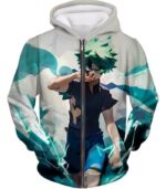 Tokyo Ghoul Zip Up Hoodie - My Hero Academia Izuki Midoriya Incredible Hero Action White Zip Up Hoodie