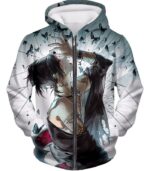 Tokyo Ghoul Zip Up Hoodie - Tokyo Ghoul Ghoul No Face Uta Anime Print Zip Up Hoodie