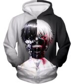 Tokyo Ghoul Zip Up Hoodie - Tokyo Ghoul Half Human Half Ghoul Ken Kaneki Graphic Zip Up Hoodie - Hoodie